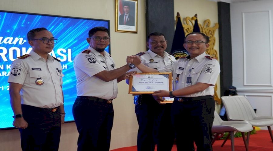 Lapas Lhoknga Raih Penghargaan Konsistensi Pemenuhan Data Dukung Reformasi Birokrasi 2025