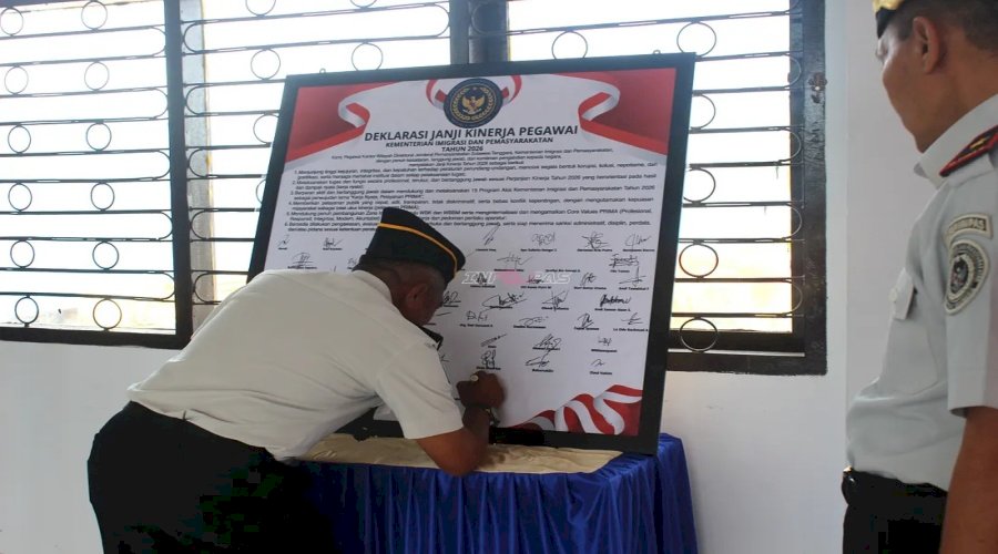 Perkuat Komitmen Bersama, Kanwil Ditjenpas Sultra Teken Deklarasi Janji Kinerja 2026