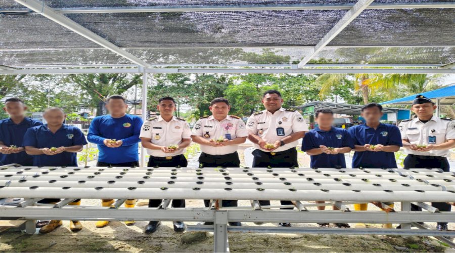 Lapas Banjarmasin Semai Bibit Selada pada 252 Pot Instalasi Hidroponik