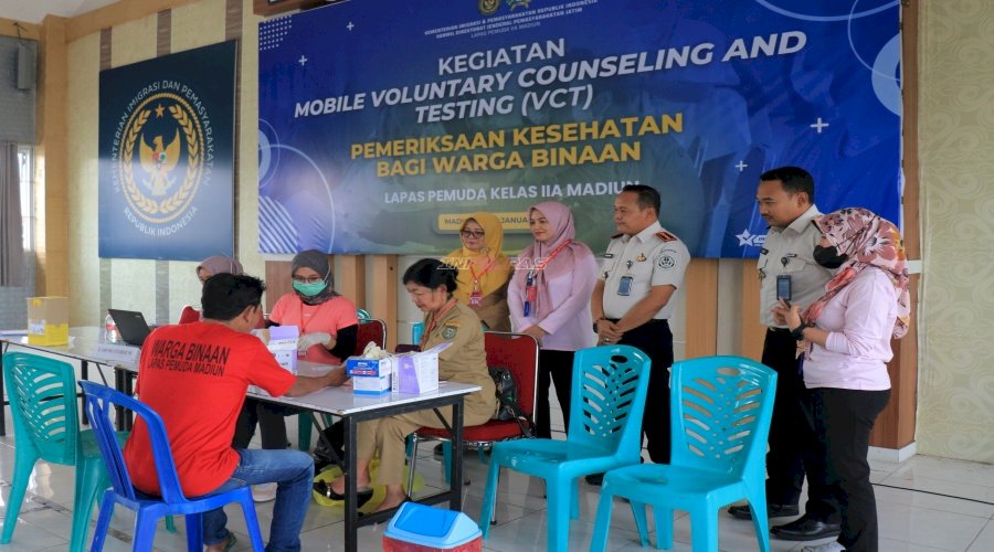 Lapas Pemuda Madiun dan Dinkes Kota Madiun Gelar Mobile VCT dan Pemeriksaan Kesehatan Warga Binaan 