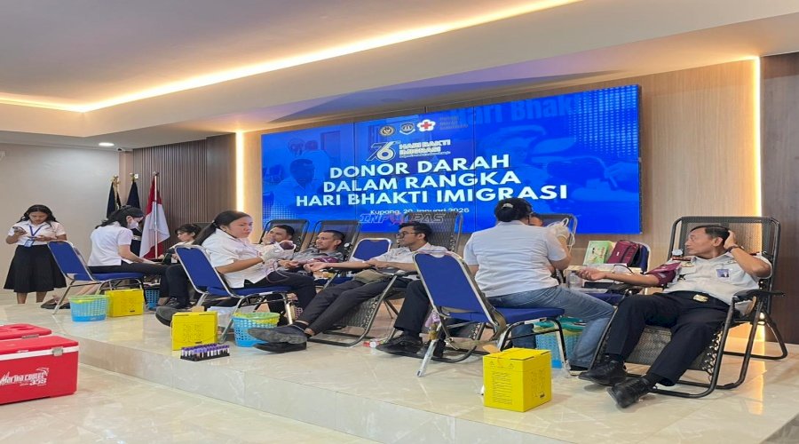 Wujud Sinergi, Jajaran Pemasyarakatan NTT Ikuti Donor Darah Hari Bakti Imigrasi 