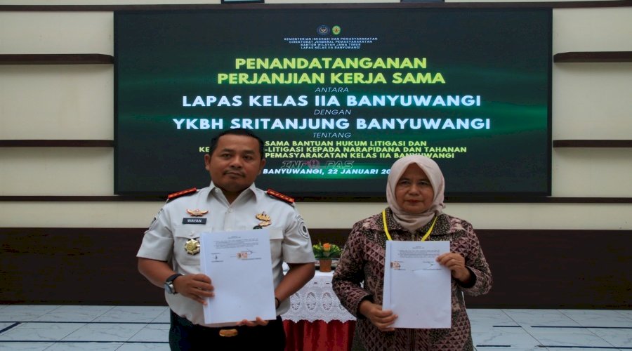 Perkuat Layanan Hukum, Lapas Banyuwangi Teken PKS dengan YKBH Sritanjung