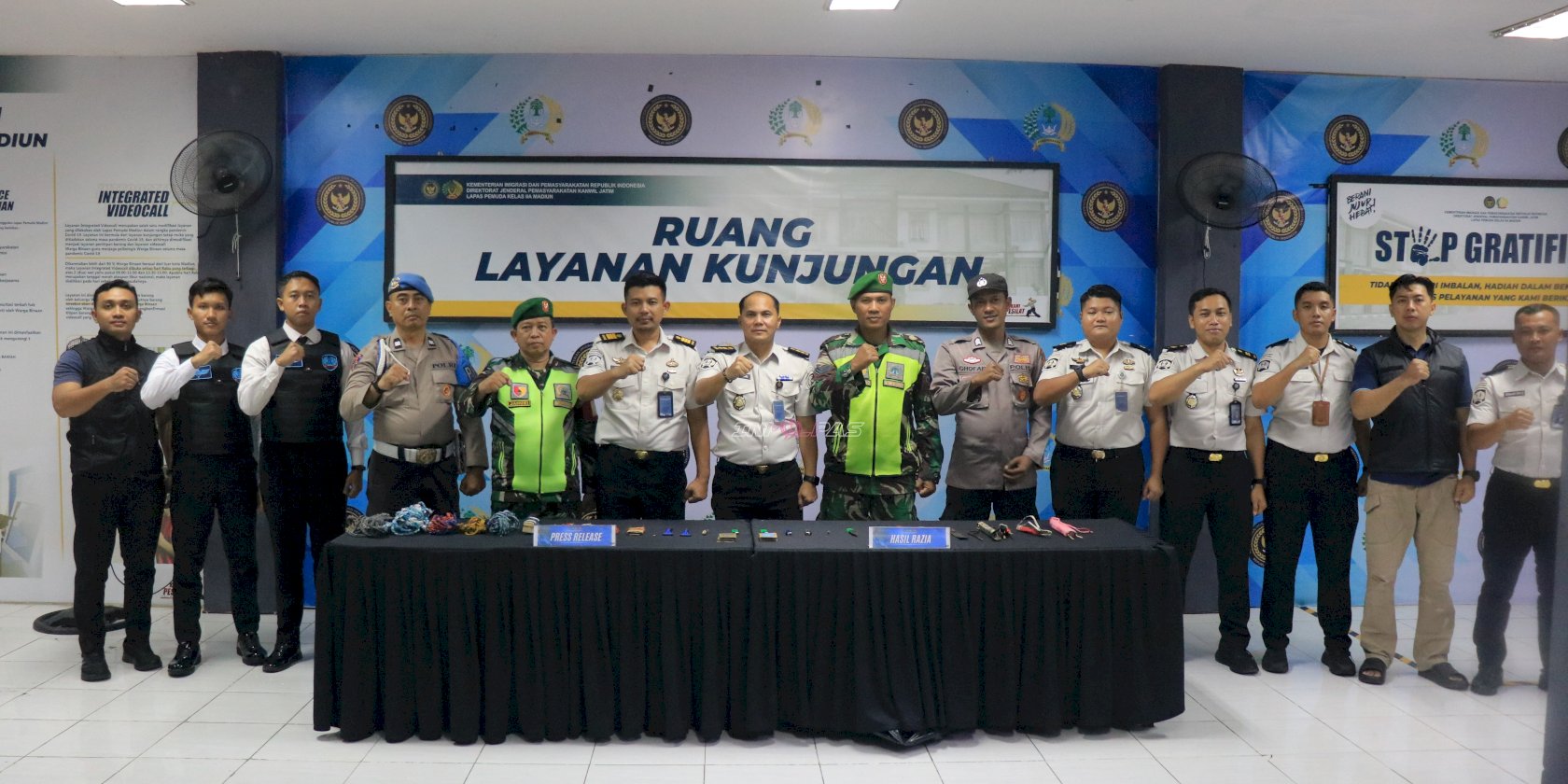 Bersinergi dengan TNI–Polri, Lapas Pemuda Madiun Gelar Razia Kamar Hunian 