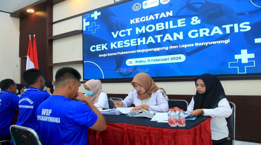Gandeng Puskesmas Mojopanggung, Lapas Banyuwangi Berikan Layanan VCT dan Cek Kesehatan Warga Binaan