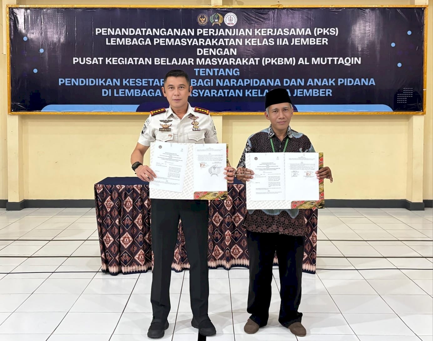 Tingkatkan Kualitas Pendidikan Warga Binaan, Lapas Jember & PKMB Al-Muttaqin Teken PKS