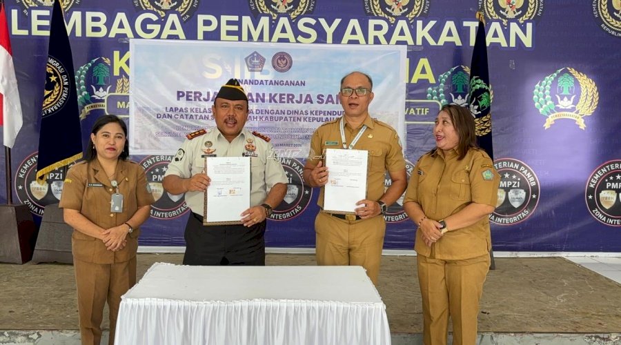 Lapas Tahuna dan Disdukcapil Kab. Sangihe Sepakati Kerja Sama Pemutakhiran Data Warga Binaan