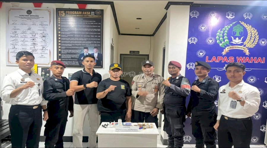 Lapas Wahai Gandeng Polsek Wahai Gelar Razia Gabungan Kamar Hunian Usai Lebaran