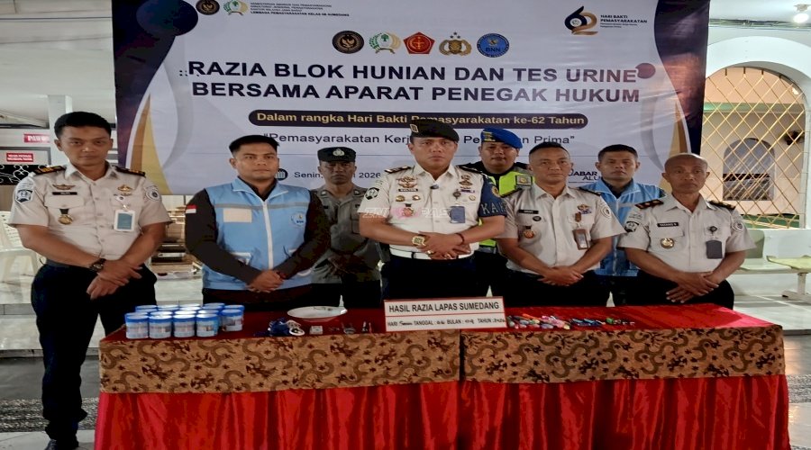 Bersama APH, Lapas Sumedang Gelar Razia dan Perkuat Komitmen Zero Halinar