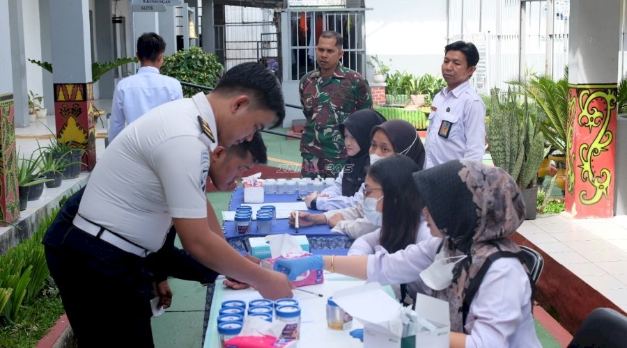 Rutan Rantau Gelar Razia dan Tes Urine bersama Kodim 1010 Tapin dan BNNK HSS 