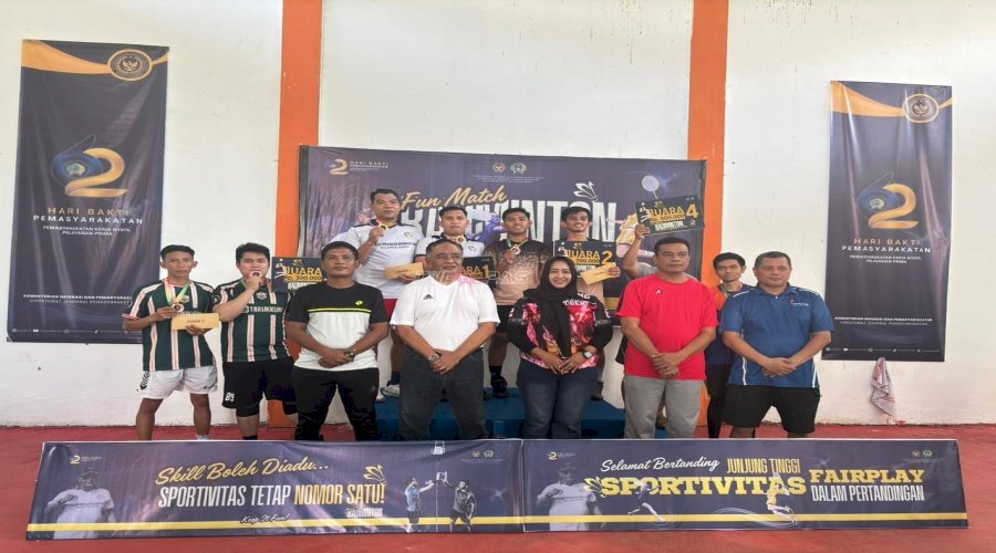 Rangkaian HBP Ke-62, Rutan Majene Raih Juara 3 Turnamen Bulutangkis se-Kanwil Ditjenpas Sulbar