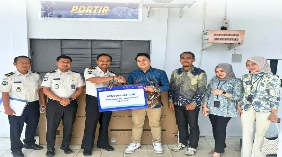 Sinergi dengan KC BRI Rimbo Bujang, Lapas Muara Tebo Terima CSR Televisi 85 Inci
