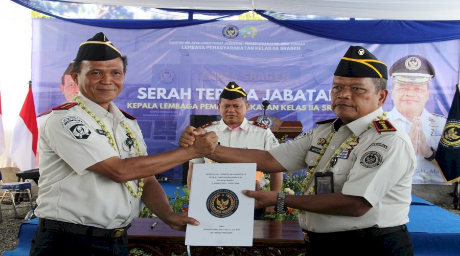 Tegaskan Keberlanjutan Program dan Kinerja, Kakanwil Ditjenpas Jateng Pimpin Sertijab Kalapas Sragen