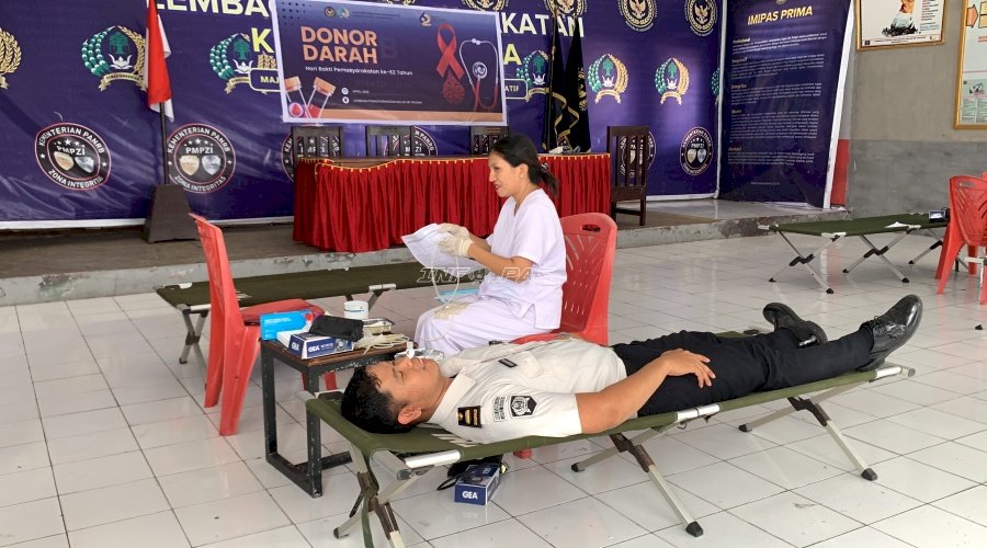 Peduli Sesama, Lapas Tahuna Gelar Kegiatan Donor Darah Sambut HBP Ke-62