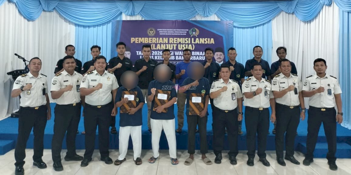 Tiga Warga Binaan Lansia Lapas Banjarbaru Terima Remisi Lanjut Usia Tahun 2026