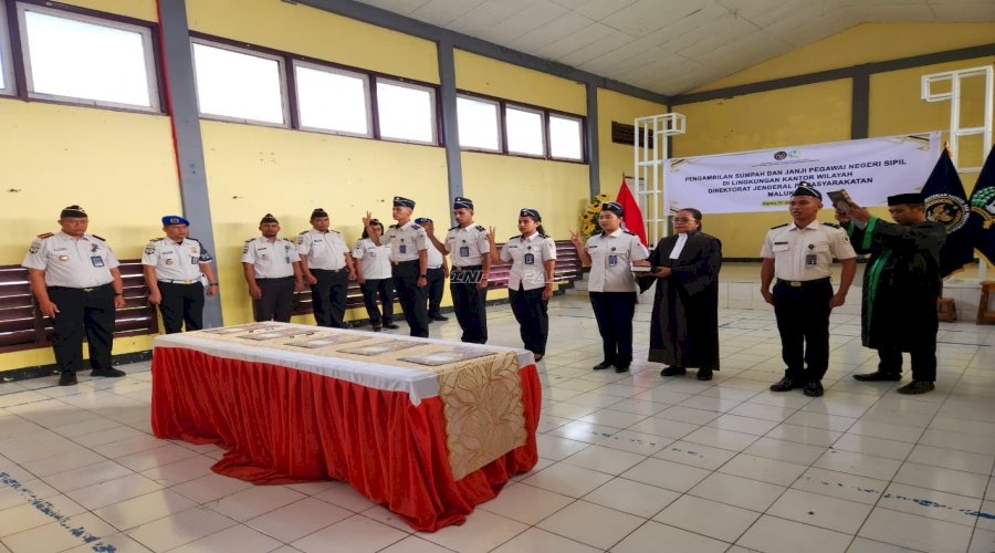 Perkuat Jajaran Pemasyarakatan Maluku, ASN Lapas Tual Diambil Sumpah ASN