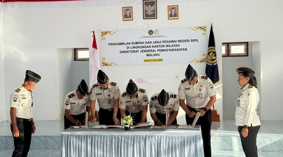 Lima CASN Lapas Namlea Resmi Dilantik dan Diambil Sumpah Jadi ASN