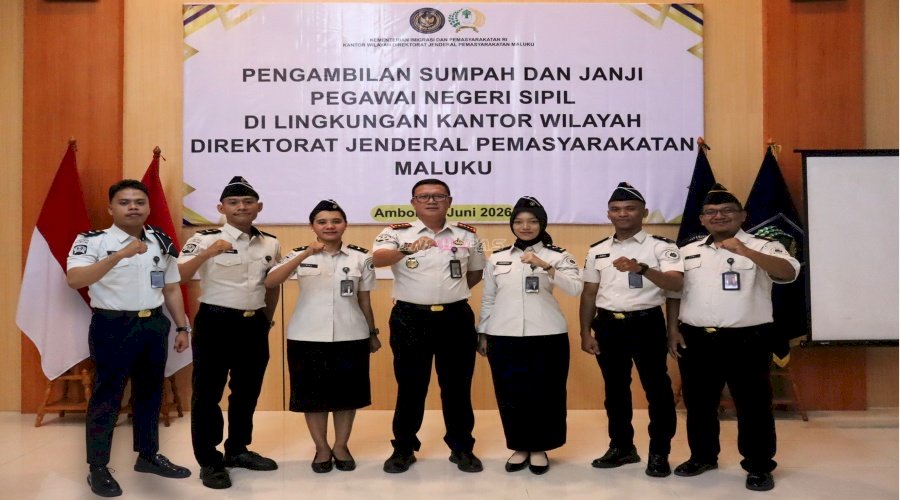 Pengambilan Sumpah dan Janji ASN, Enam Petugas Lapas Ambon Siap Perkuat Jajaran Pemasyarakatan Maluku
