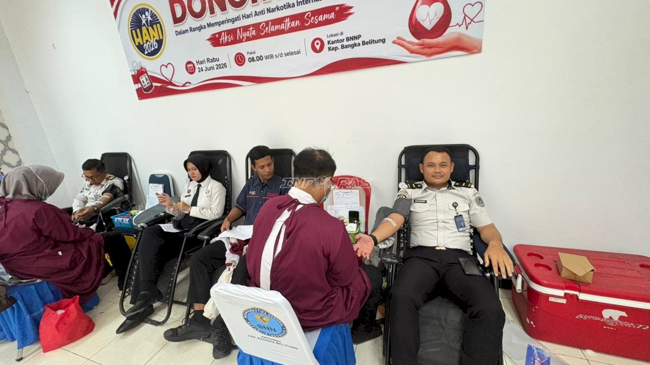 Peringati HANI, Petugas LPKA Pangkalpinang Ikut Donor Darah di BNNP Babel