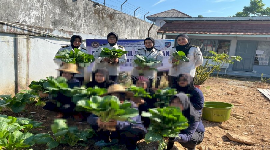 Panen Sawi Warnai Pembinaan Kemandirian di Lapas Perempuan Martapura