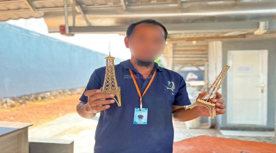 Kreativitas Berbuah Karya, Warga Binaan Lapas Narkotika Karang Intan Ciptakan Miniatur dari Bambu