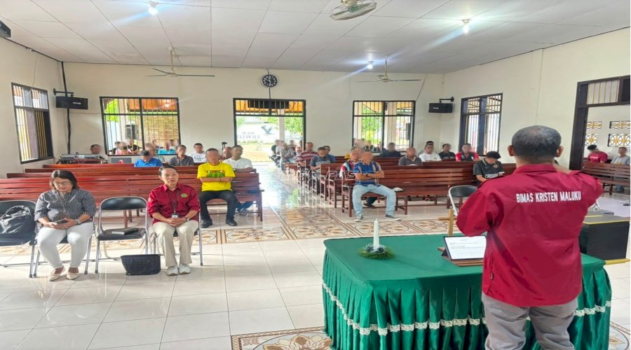 Gandeng Penyuluh Bimas Kristen Kemenag, Lapas Ambon Fasilitasi Ibadah Warga Binaan 