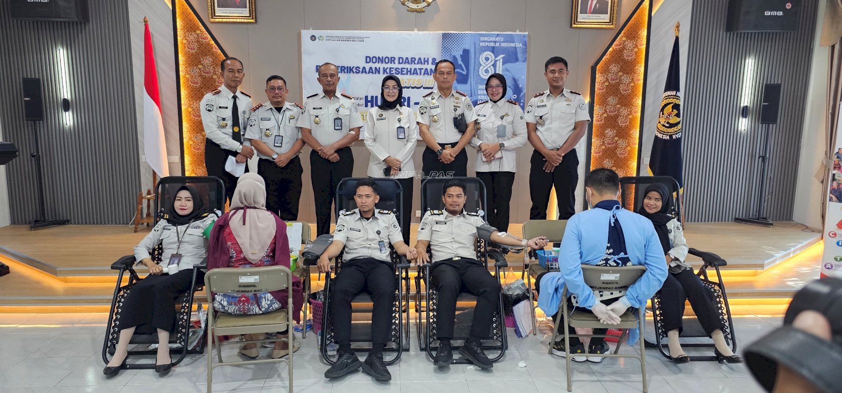 Sambut HUT Ke-81 RI, Petugas Lapas Pangkalpinang Ikuti Donor Darah