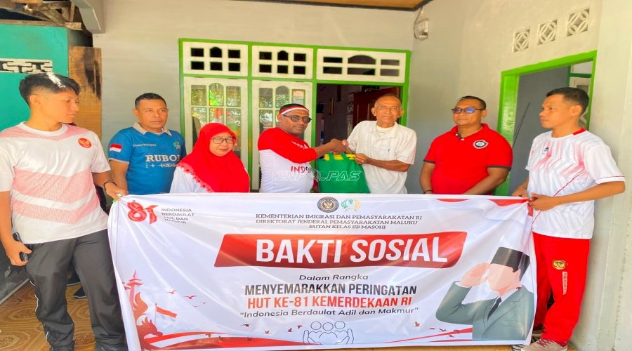 Rutan Masohi Serahkan Bantuan Sembako dan Cek Kesehatan Purnabakti Pemasyarakatan