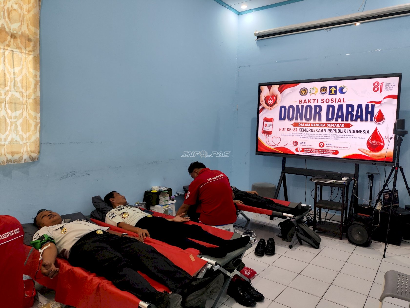 Sambut HUT Ke-81 RI, Donor Darah Ditjenpas Sulteng Kumpulkan 75 Kantong Darah