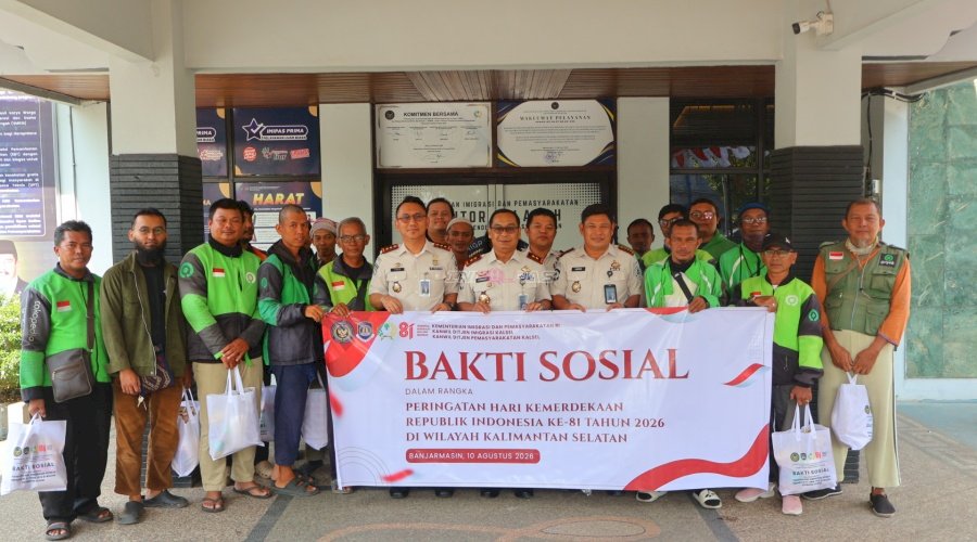 Sambut HUT Ke-81 RI, Kanwil Ditjenpas Kalsel Bagikan 50 Paket Sembako