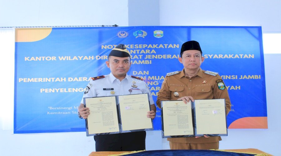 Perkuat Sinergi Penyelenggaraan Pemasyarakatan, Kanawil Ditjenpas Jambi Sepakati Nota Kesepakatan dengan Pemkab Muaro Jambi 