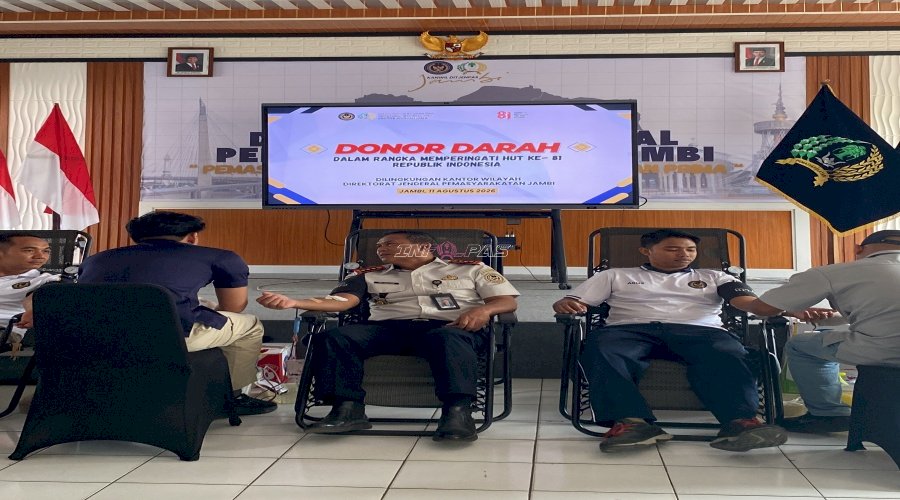 Peringati HUT Ke-81 RI, Kanwil Ditjenpas Jambi Gelar Donor Darah 
