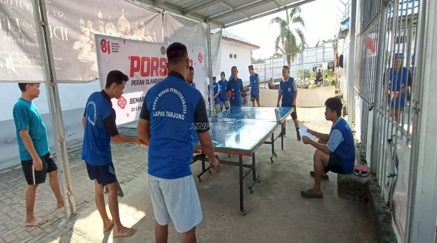 Warga Binaan Lapas Tanjung Semarakkan HUT Ke-81 RI lewat Lomba Tenis Meja