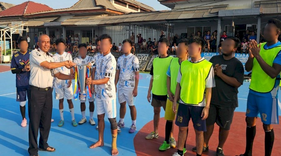  Semarak HUT Ke-81 RI, Blok B Lapas Pangkalpinang Sabet Juara Futsal