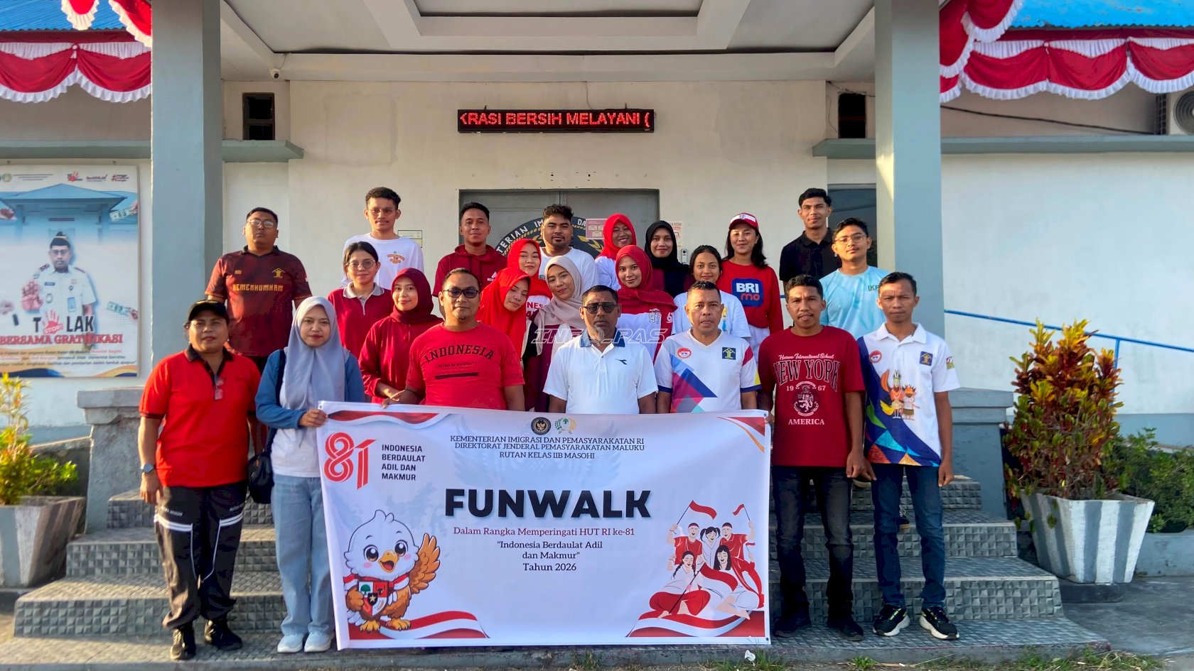 Rutan Masohi Semarakkan HUT Ke-81 RI dengan Fun Walk