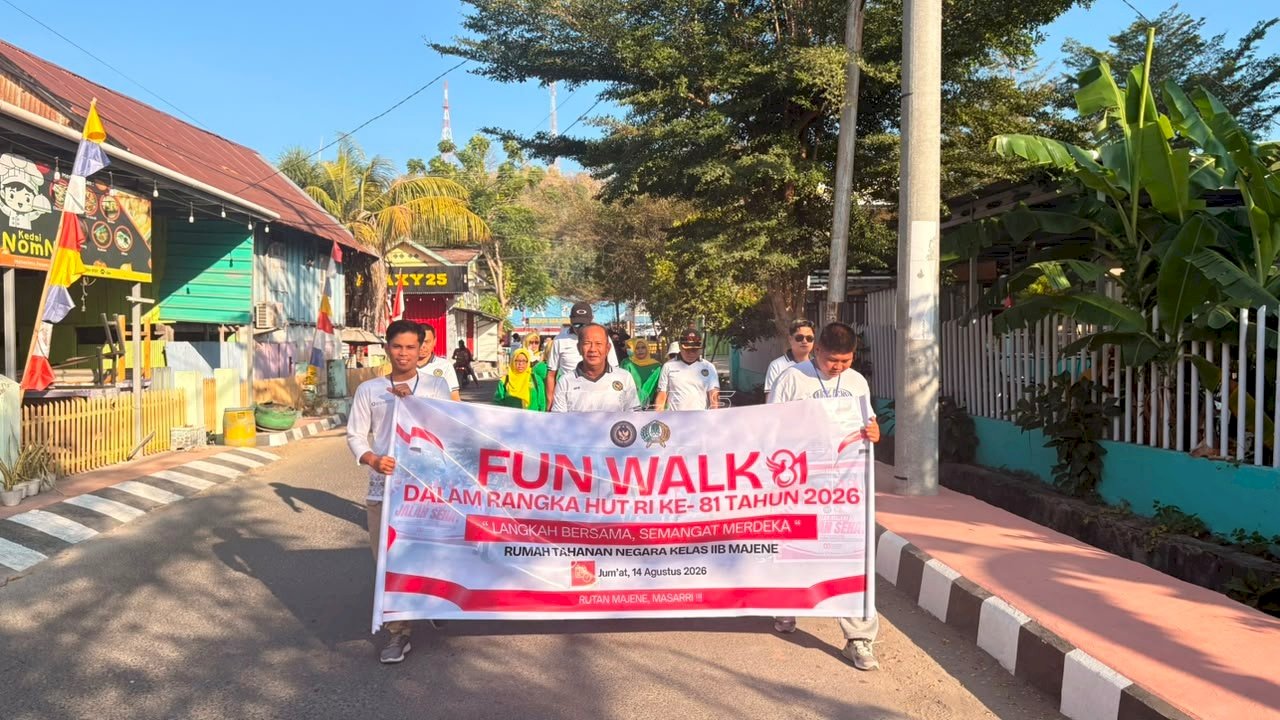 Semarak HUT Ke-81 RI, Rutan Majene Gelar Fun Walk Bersama PIPAS