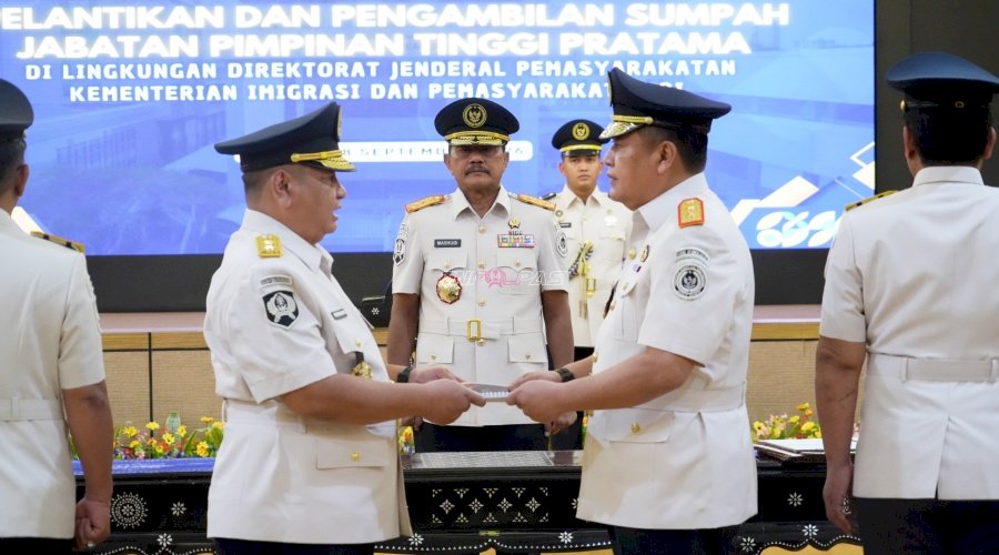 Lantik Pimpinan Tinggi Pratama, Dirjenpas Tekankan Amanah dan Integritas