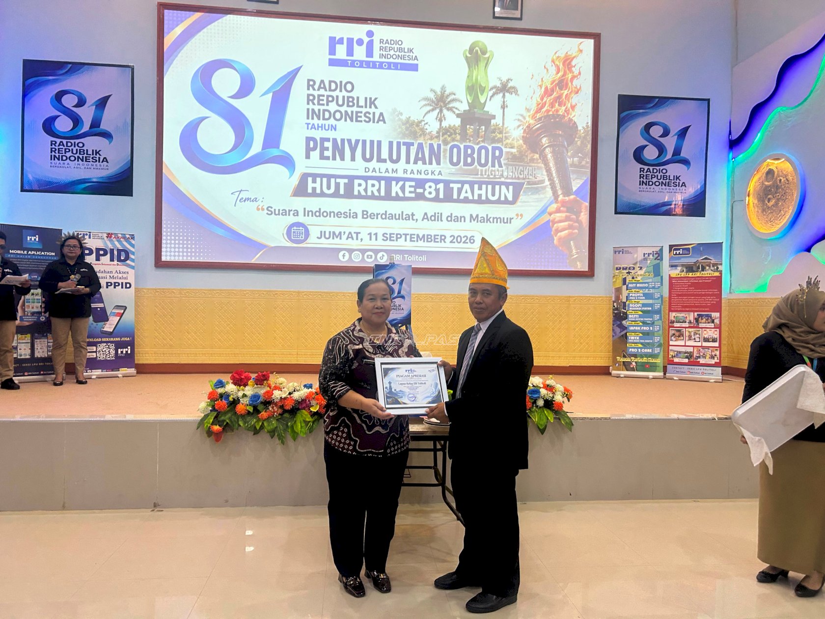 Lapas Tolitoli Hadiri Penyulutan Obor HUT Ke-81 RRI, Terima Piagam Apresiasi