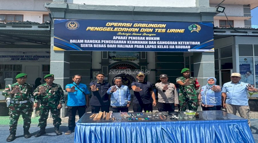 Cegah Gangguan Kamtib, Lapas Baubau Gelar Razia Gabungan dan Tes Urine