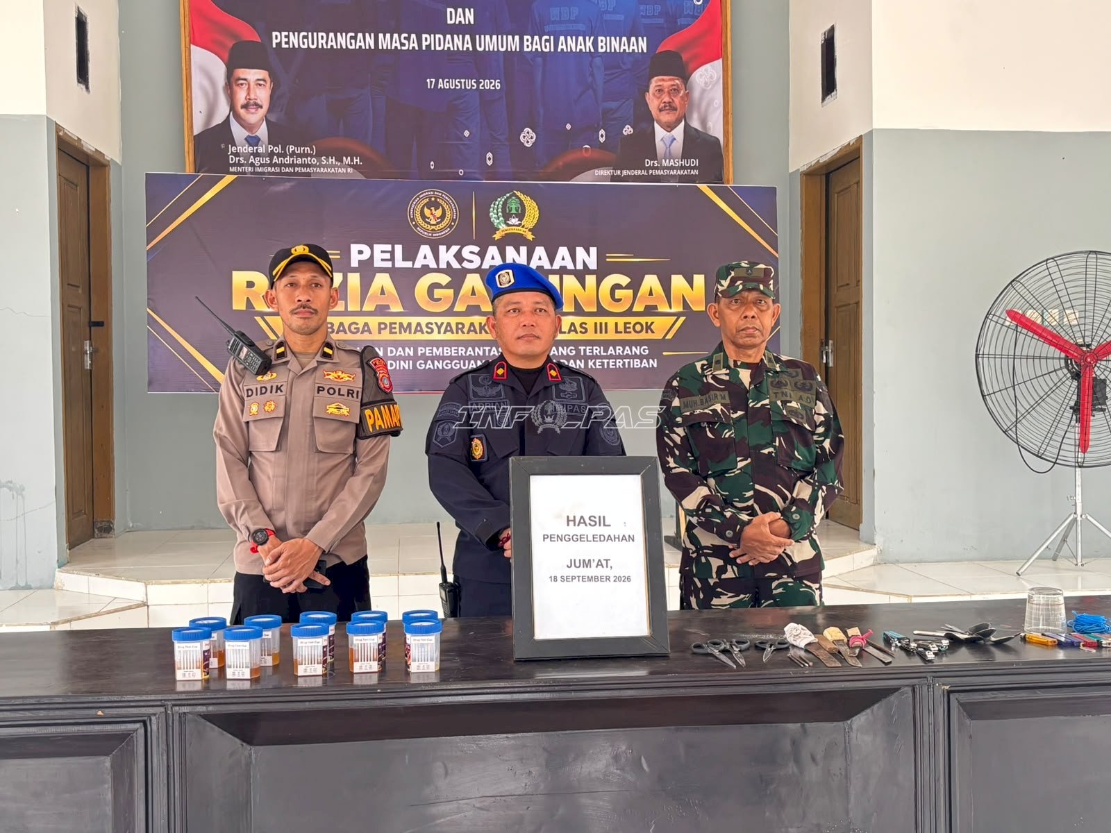 Cegah Gangguan Kamtib, Lapas Leok Gelar Razia Gabungan bersama TNI-Polri