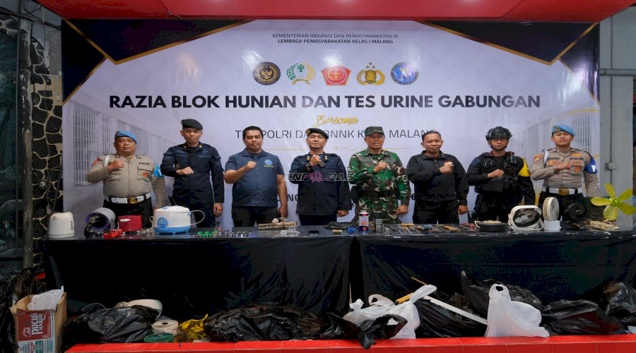 Lapas Malang Libatkan TNI, Polri, dan BNN Laksanakan Razia Blok dan Tes Urine 