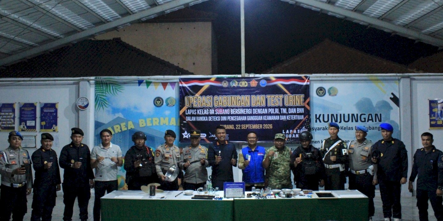 Lapas Subang Gelar Razia Gabungan serta Tes Urine bersama TNI, Kepolisian, dan BNNK Sumedang 