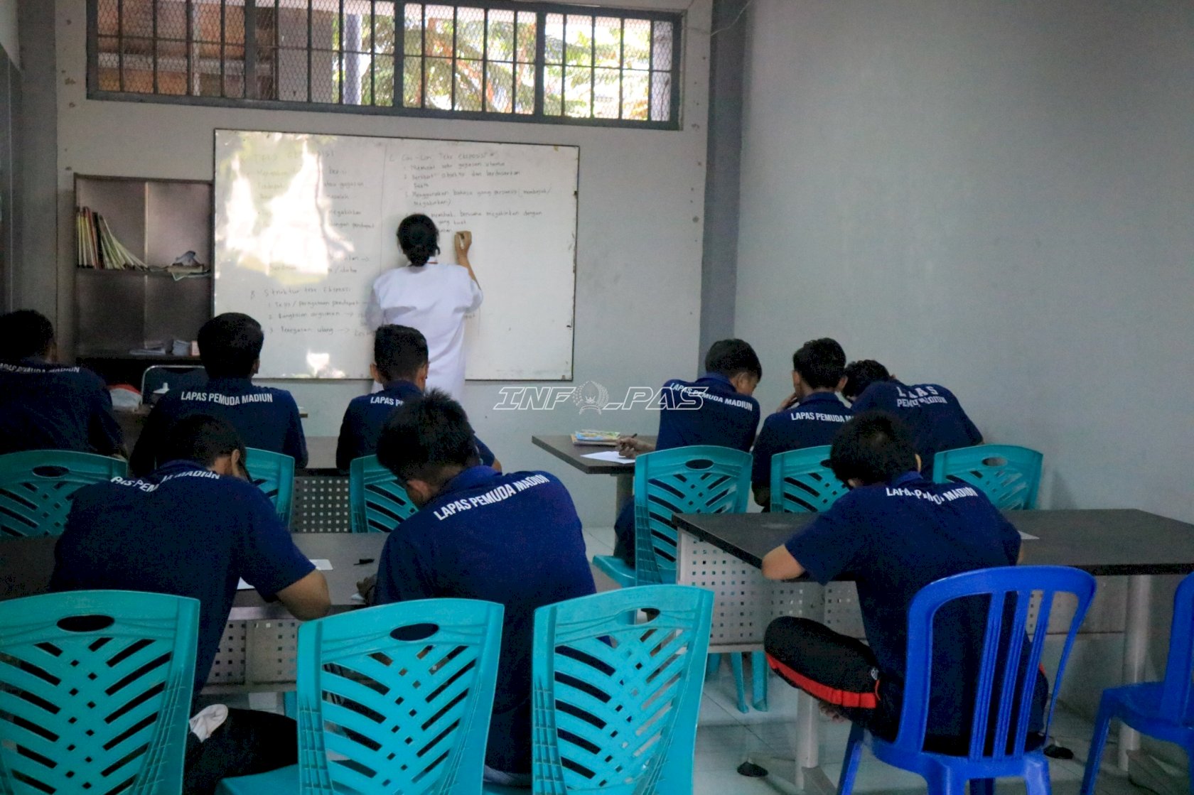 Kejar Paket B, Warga Binaan Lapas Pemuda Madiun Pelajari Teks Eksposisi