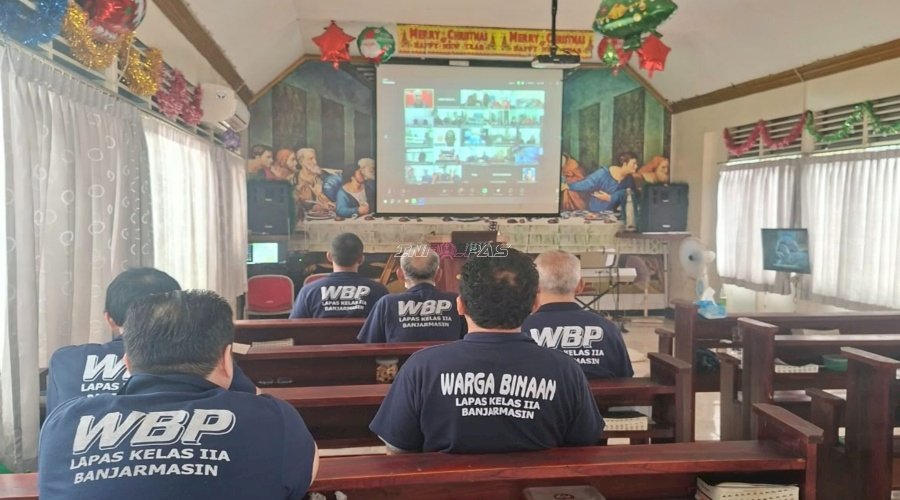 Ibadah Virtual bersama Sungai Kehidupan Ministry, Warga Binaan Kristiani Lapas Banjarmasin Diajak Tetap Percaya saat Terjepit