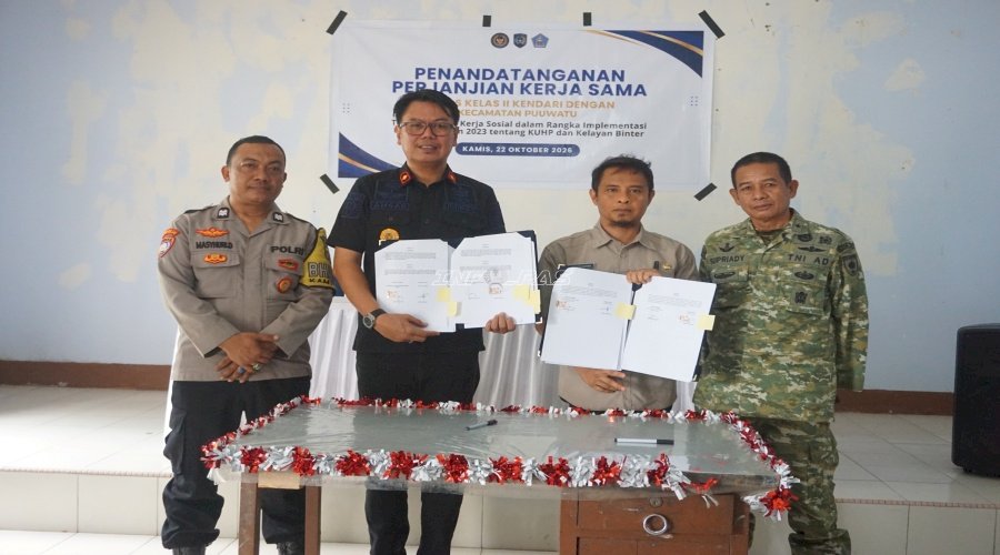 Bapas Kendari Sepakati PKS Pelaksanaan Pidana Kerja Sosial dan Kelayan Binter dengan Kec. Puuwatu dan Poasia