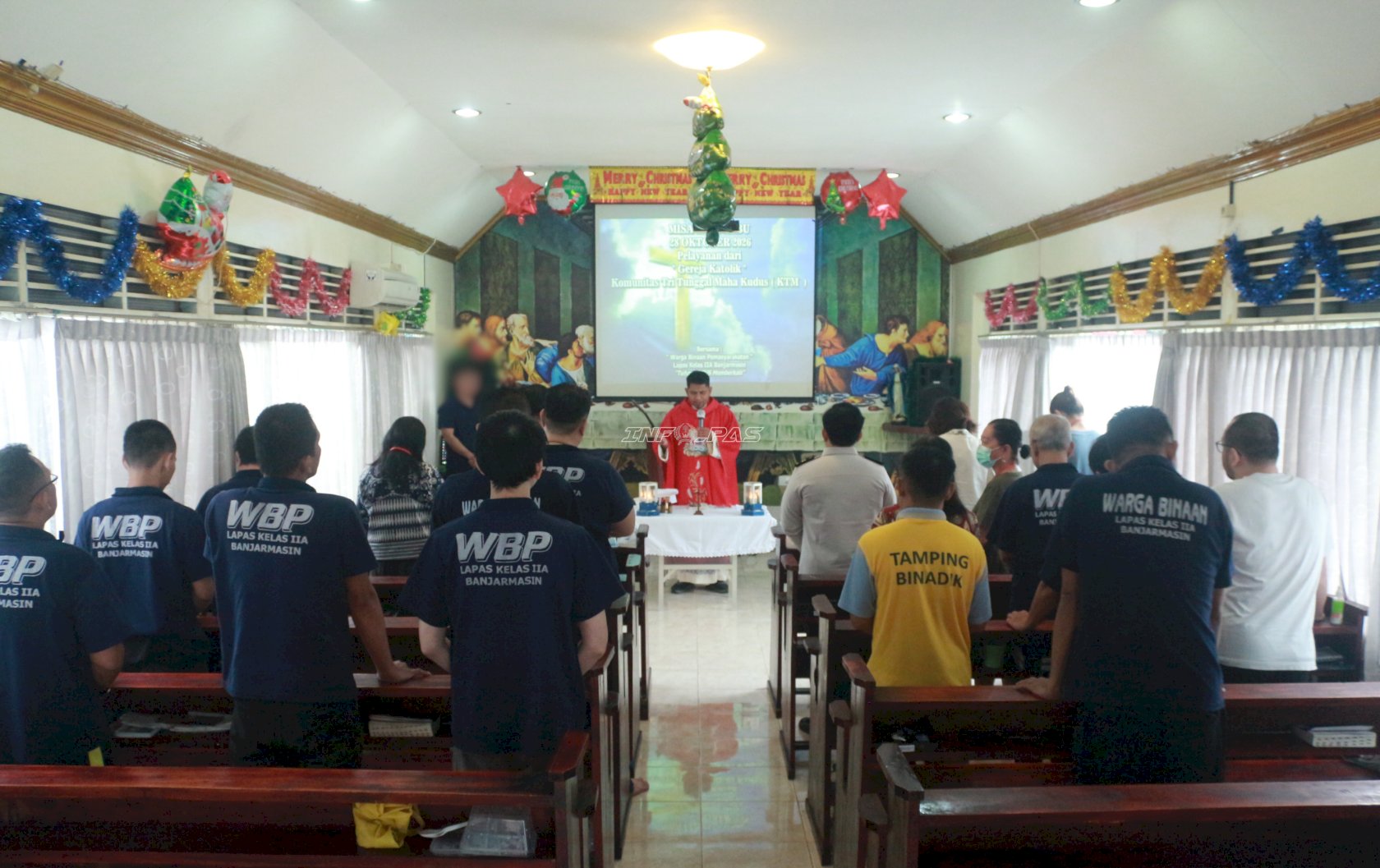 Ibadah Gereja Katolik di Lapas Banjarmasin, Warga Binaan Diajak Maknai Kekuatan Doa