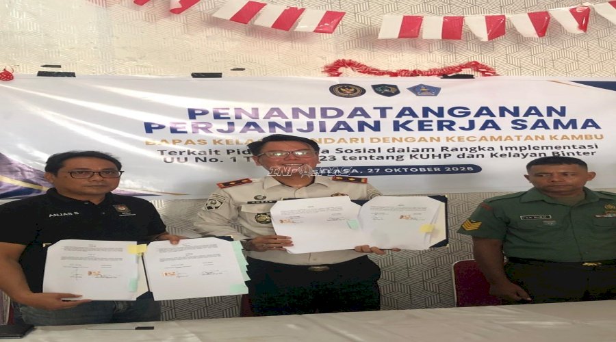 Bapas Kendari dan Kec. Kambu Sepakati PKS Pidana Kerja Sosial dan Kelayan Binter