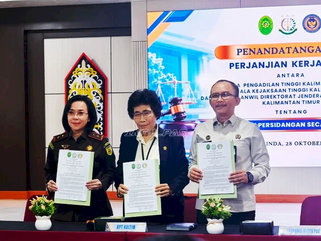 Perkuat Sinergi Antarpenegak Hukum, Kanwil Ditjenpas Kaltim Dukung Optimalisasi Persidangan Elektronik