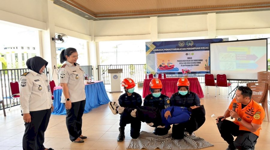 Lapas Perempuan Kendari Gandeng Basarnas Kota Kendari Simulasikan Penanggulangan Bencana dan Evakuasi Darurat