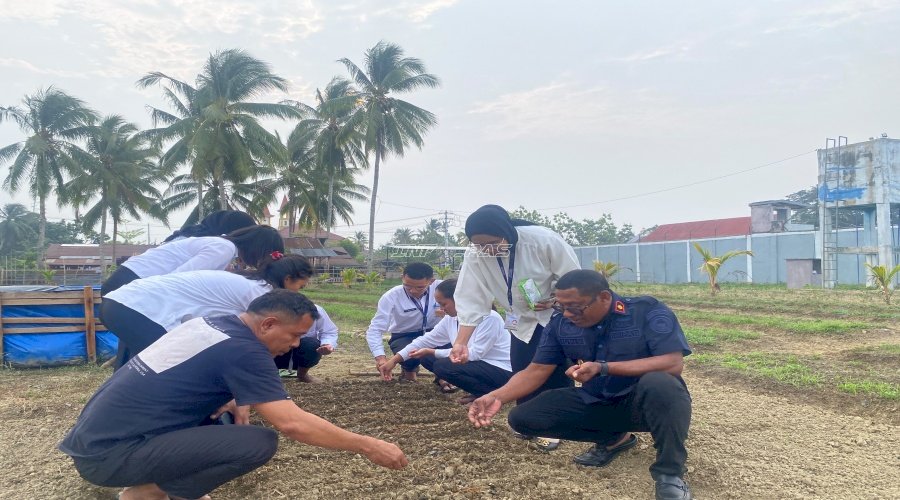 Karutan Masohi Pimpin Penanaman Kangkung dan Cabai bersama Warga Binaan dan Peserta Magang