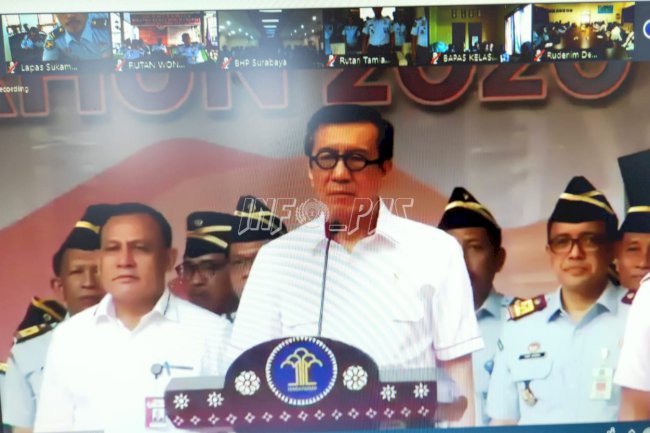 Jajaran Lapas Sukamara Ikuti  Teleconference Apel Deklarasi Janji Kinerja Tahun 2020